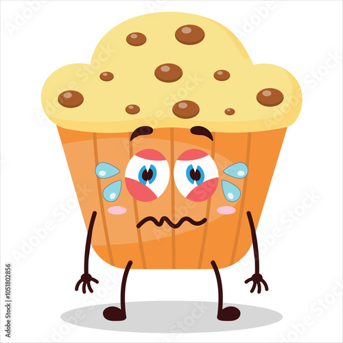 cute upset expression of muffin character