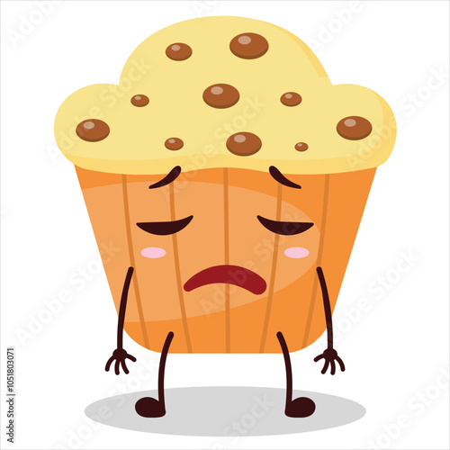 cute tired expression of muffin character
