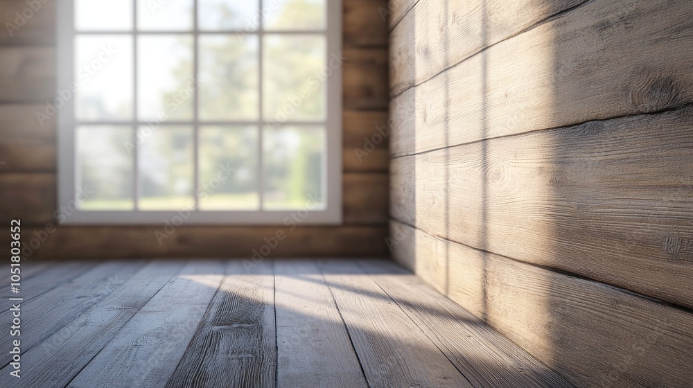 A close-up of the wood grain on the walls of an unfurnished bedroom, with a softly lit window in the background. Room on the left for text or graphics. A close-up of the wood grain on the walls of an unfurnished bedroom, with a softly lit window in the background. Room on the left for text or graphics.