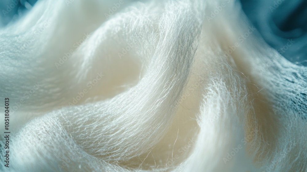 Obraz premium A macro shot of fabric fibers being gently cleaned, showcasing the attention to detail in fiber care.