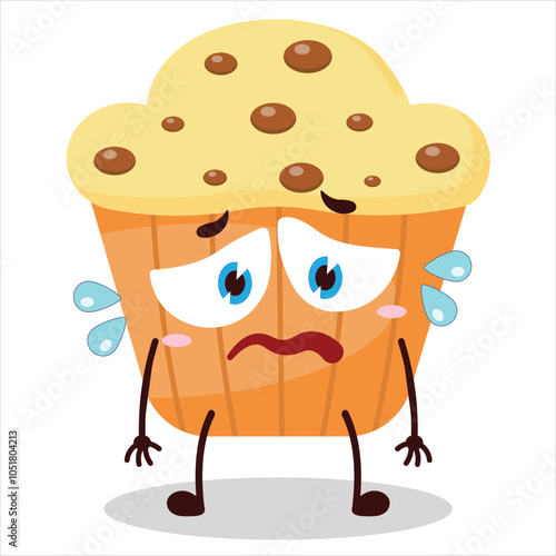 cute depressed expression of muffin character