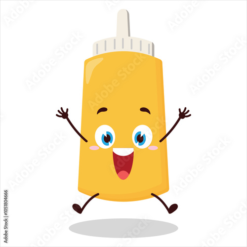 cute celebration jump expression of mayonnaise character