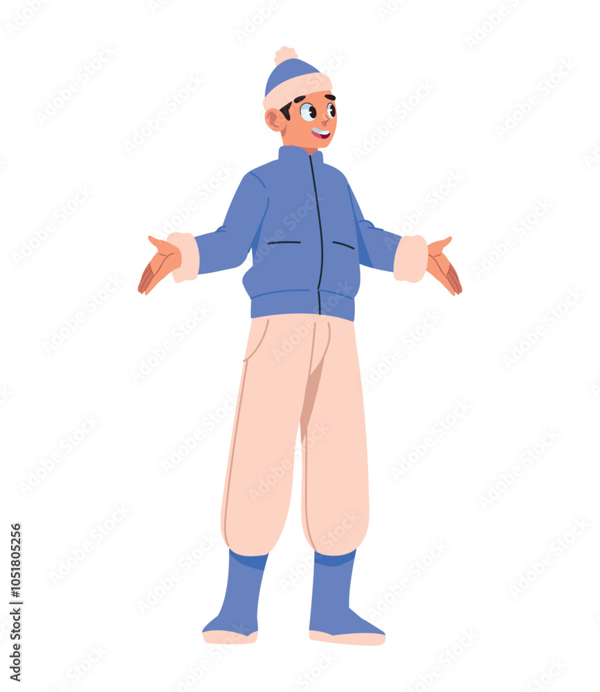cartoon man wearing winter clothes cartoon man wearing winter clothes