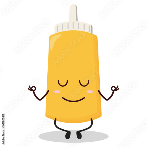 cute yoga expression of mayonnaise character
