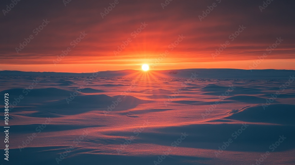 A cool and peaceful sunset over the Arctic tundra, with the sun casting a soft golden glow over the snow-covered landscape. A cool and peaceful sunset over the Arctic tundra, with the sun casting a soft golden glow over the snow-covered landscape.