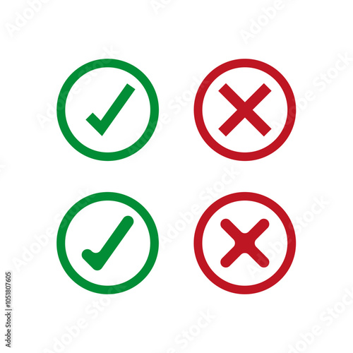Free Download Green check mark, red cross mark icon set. Isolated on white background. Editable Stroke. Element of web icon for mobile concept and web apps- illustration - GFXLoad
