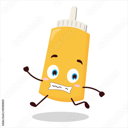 cute terrified running expression of mayonnaise character