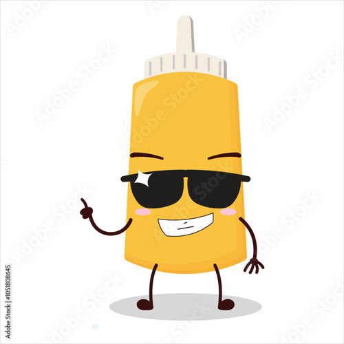 cute cool expression of mayonnaise wear sunglasses cartoon character