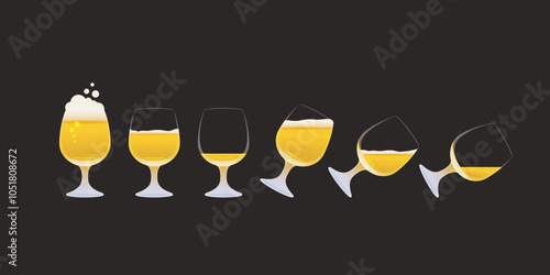 a lager beer glasses in fullness set