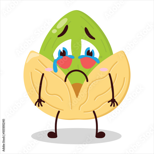 cute cry expression of pistachio character