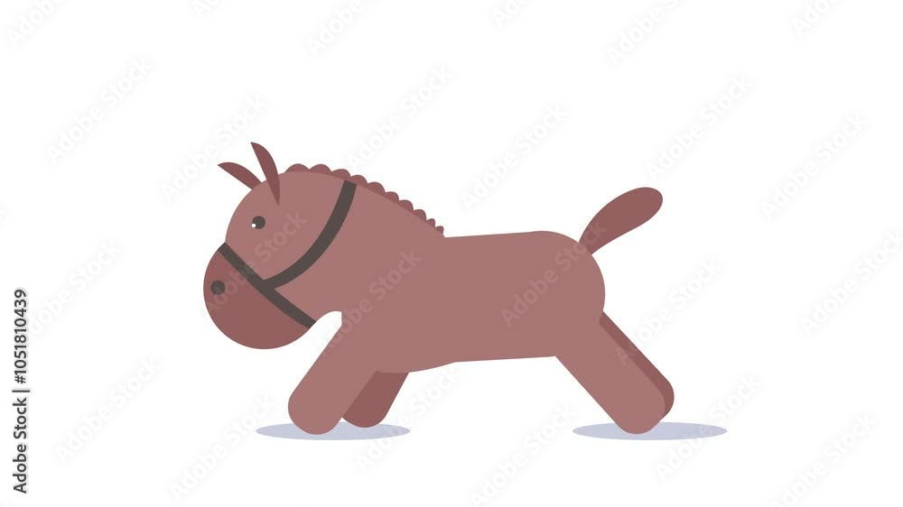 Illustration of a cute cartoon horse, transparent background, alpha channel setting, loop animation Illustration of a cute cartoon horse, transparent background, alpha channel setting, loop animation