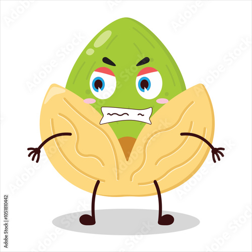 cute angry expression of pistachio character
