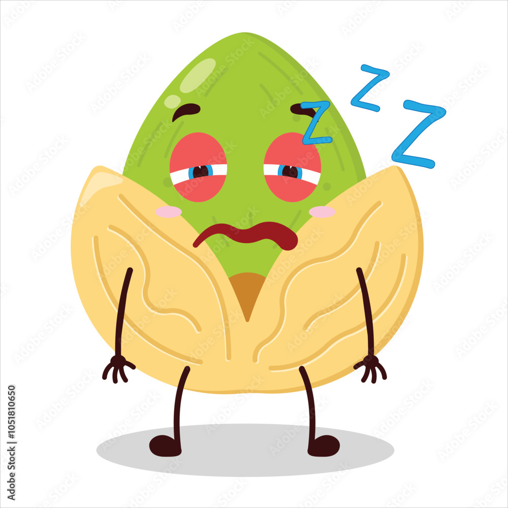 Fototapeta premium cute sleepy expression of pistachio character