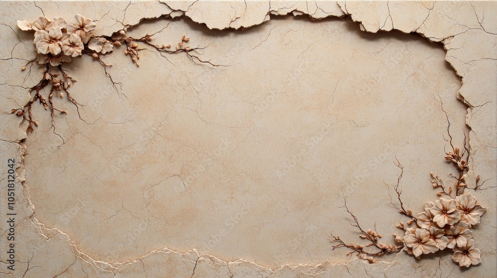 Aged and Cracked Surface with Subtle Rangoli Art Accents in Soft Tones Aged and Cracked Surface with Subtle Rangoli Art Accents in Soft Tones