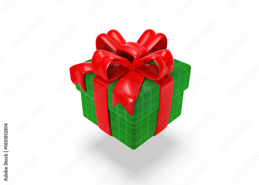 Obraz premium 3d gift box closed with pastel ribbon bow isolated on a white background. 3d render flying modern holiday surprise box .