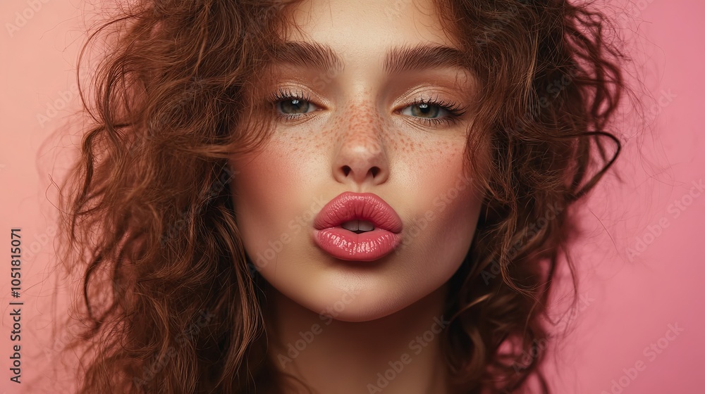 Portrait of a cute african american girl with curly hair blowing a kiss isolated over pink background Portrait of a cute african american girl with curly hair blowing a kiss isolated over pink background