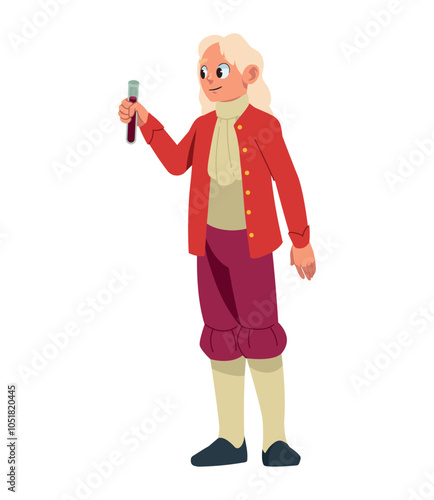isaac newton with test tube