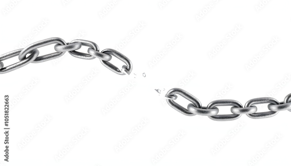 Obraz premium chain break breaking diagonal angle parts 3d isolated with white highlights, png