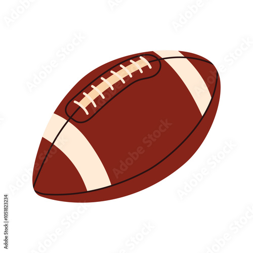 American football Ball of oval shape. Sport equipment illustration isolated on white background.