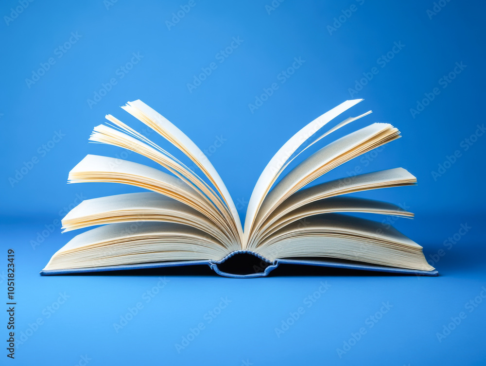 Naklejka premium Open book on blue background