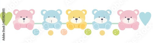 Cute Teddy Bear Garland with Hearts and Dots for Baby Shower  Nursery  or Kids Room Decor photo