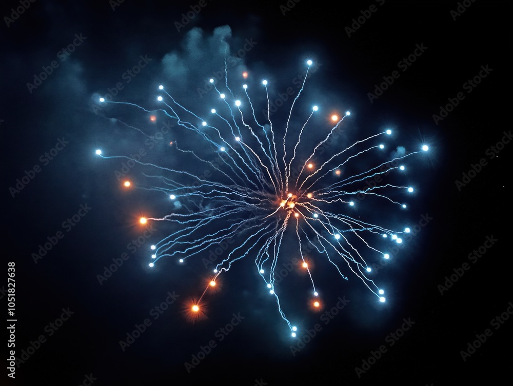 Obraz premium Minimalistic fireworks display against night sky for celebrations