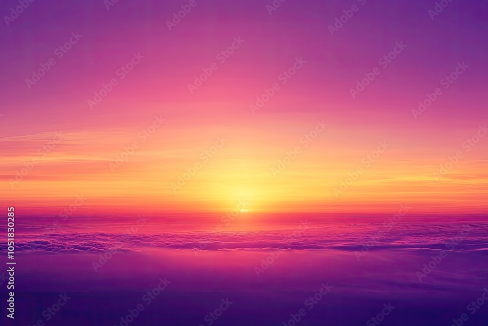 Obraz premium Sunset over clouds with vibrant hues. Use this image for backgrounds, websites, or designs.