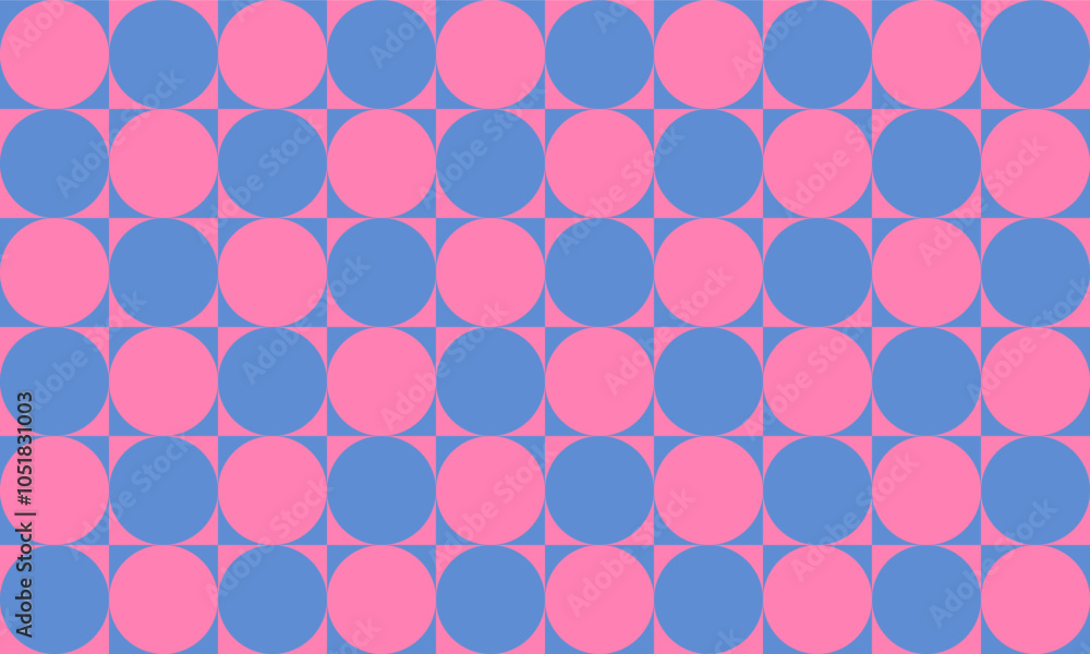 Pink and blue background, small cube block, chessboard with pink dot blue square seamless repeat pattern, replete image design for fabric printing or wallpaper, blue abstract wall Pink and blue background, small cube block, chessboard with pink dot blue square seamless repeat pattern, replete image design for fabric printing or wallpaper, blue abstract wall
