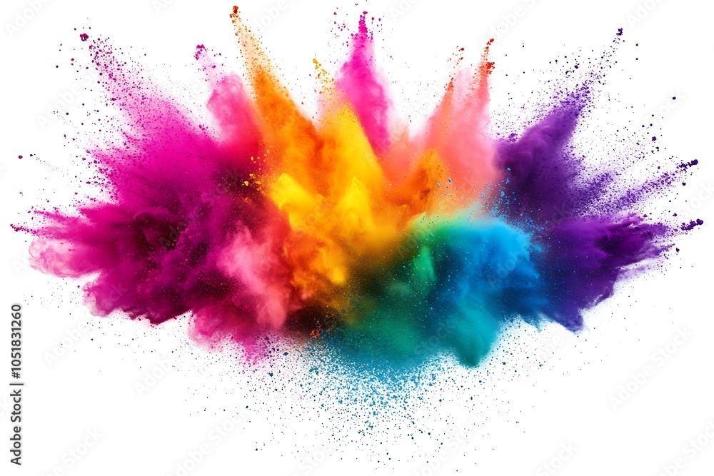 Colored powder explosion on background. Abstract closeup dust on backdrop. Colorful explode. Paint holi isolate on white. Colored powder explosion on background. Abstract closeup dust on backdrop. Colorful explode. Paint holi isolate on white.