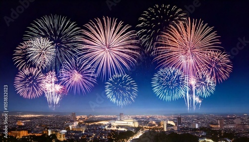 fireworks over the city, art design