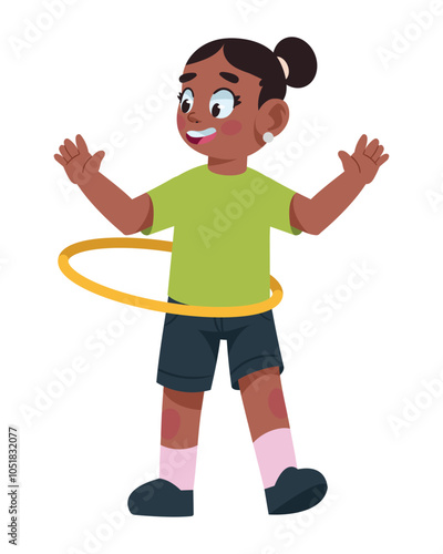 cute girl playing hula hoop