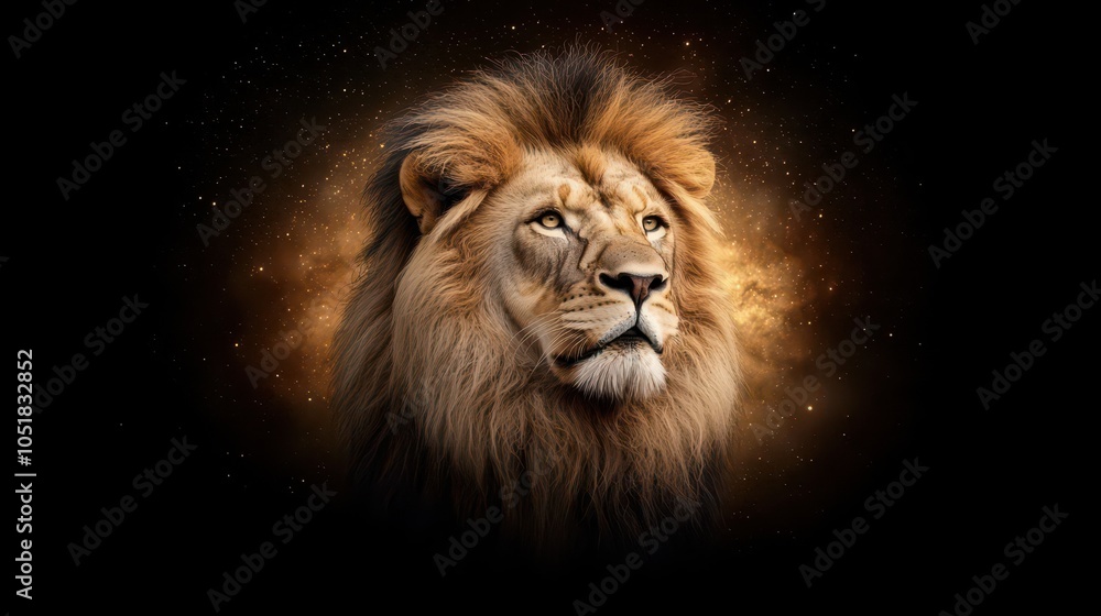Fototapeta premium Majestic Lion Against Stardust