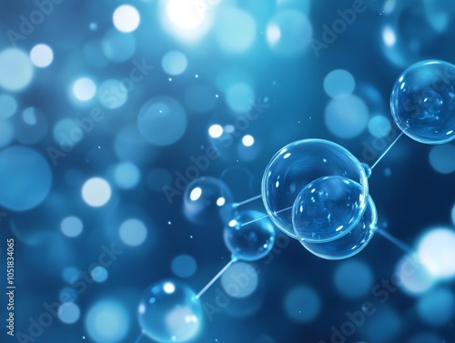 A mesmerizing blue background featuring interconnected bubbles and blurred lights, evoking feelings of depth and fluidity.