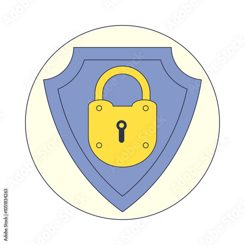 A shield with a padlock symbolizes security and protection.