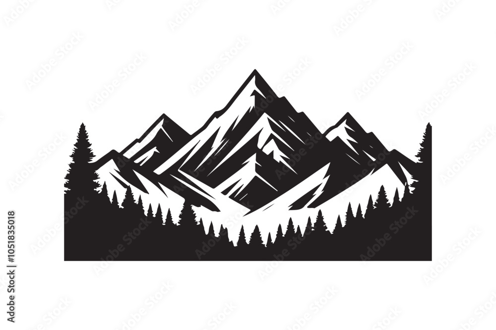 Mountain silhouette vector illustration, Mountain silhouette vector  