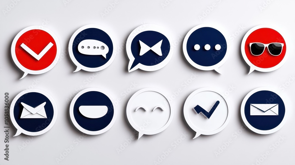 Communication Icons on White Wall Communication Icons on White Wall