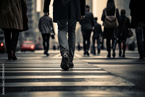 City pedestrian crossing walking.