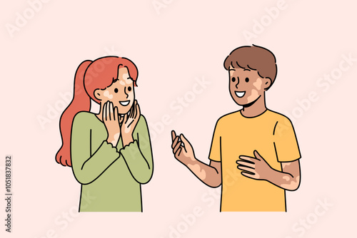 Children with vitiligo talk with smile and do not notice dermatological problems and skin pigmentation. Kids with vitiligo in good mood rejoice at presence of inclusivity or lack of discrimination