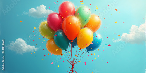 Colorful Balloons and Confetti Celebration Background HD