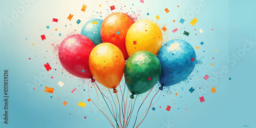 Colorful Balloons and Confetti Celebration Background HD