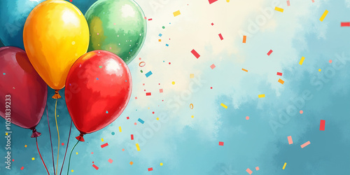 Colorful Balloons and Confetti Celebration Background HD
