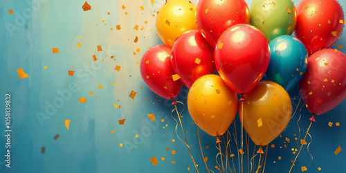 Colorful Balloons and Confetti Celebration Background HD