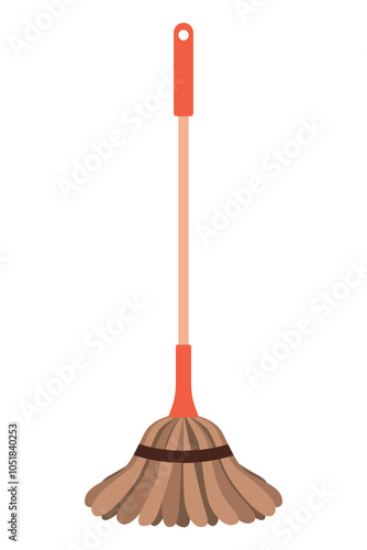Mop for cleaning, floor washing tool. Isolated vector illustration in clip art style.
