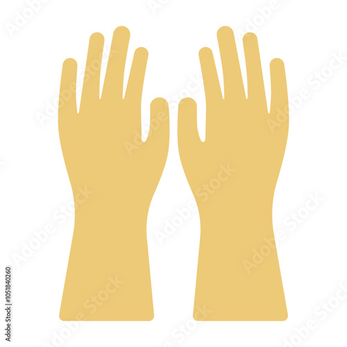 Household rubber gloves. Hand protection when cleaning. Isolated vector illustration in clip art style.