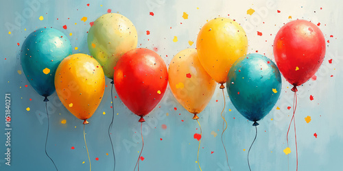 Colorful Balloons and Confetti Celebration Background HD