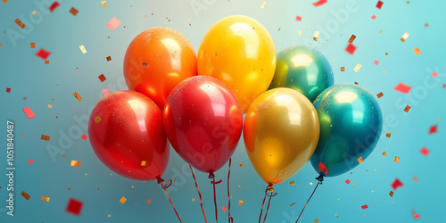 Colorful Balloons and Confetti Celebration Background HD