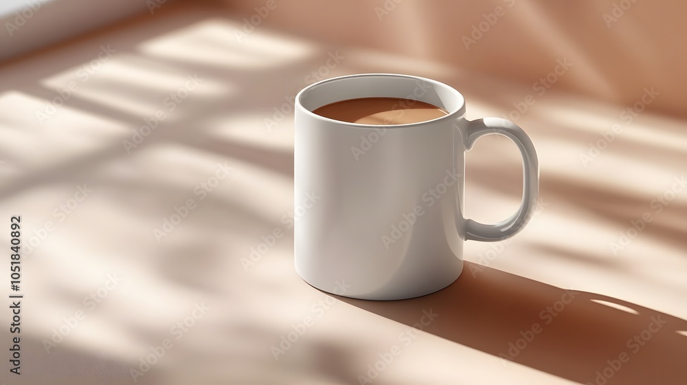 Simple White Coffee Mug on a Soft Background Simple White Coffee Mug on a Soft Background