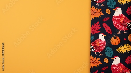 Playful Thanksgiving tie with cartoon turkeys and pumpkins, colorful fall design photo