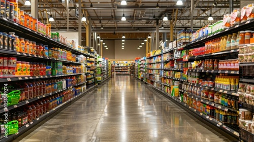 Supermarket heaven, Discover the diverse assortment of products in the long and bright aisle