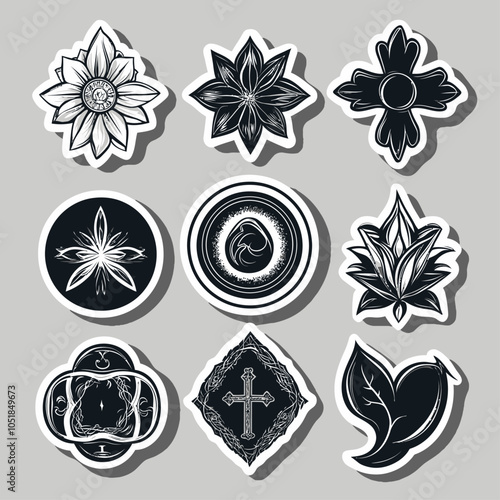 Religious Symbol Stickers, Die Cut Vinyl Set